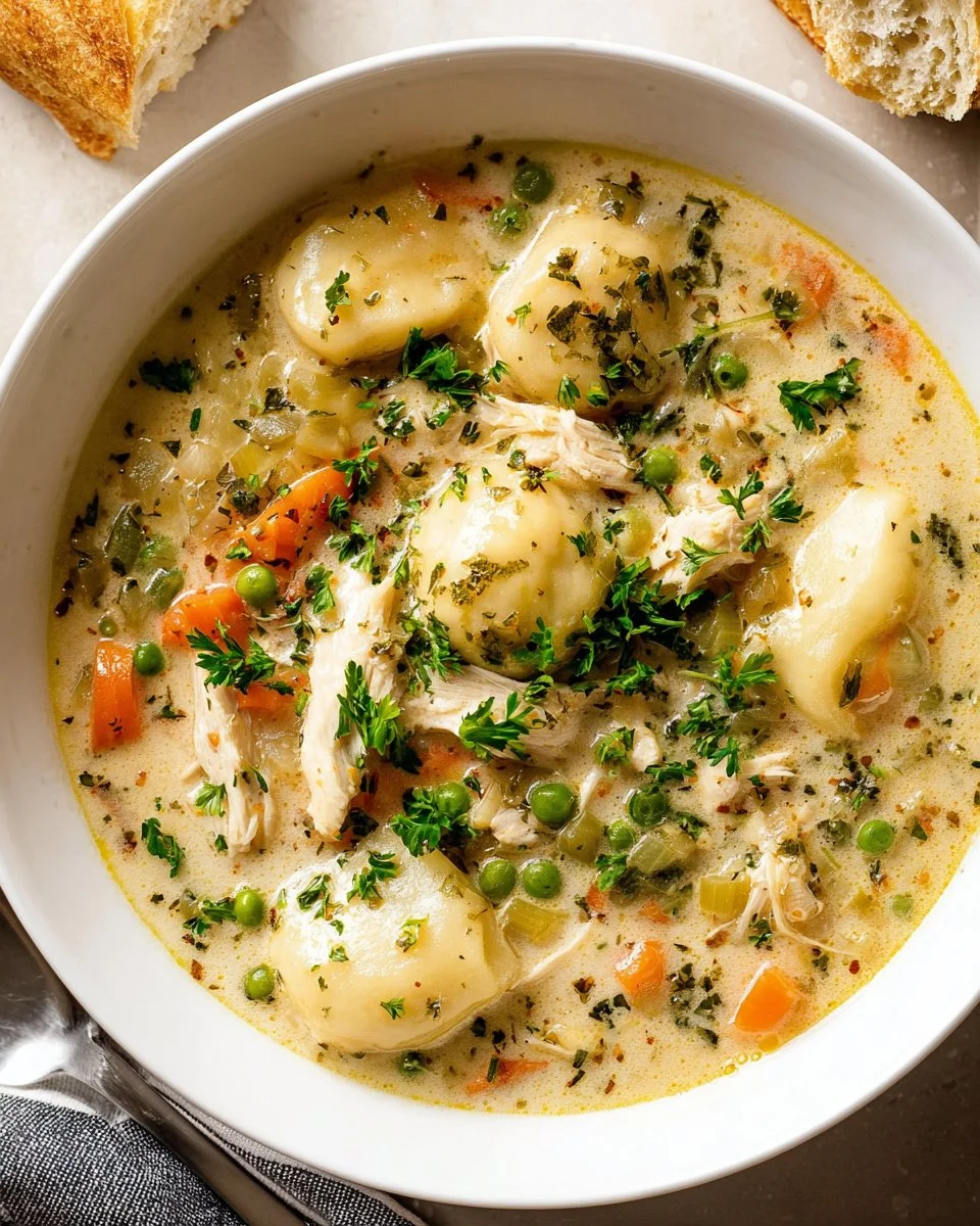 One Pot Chicken Dumpling Soup