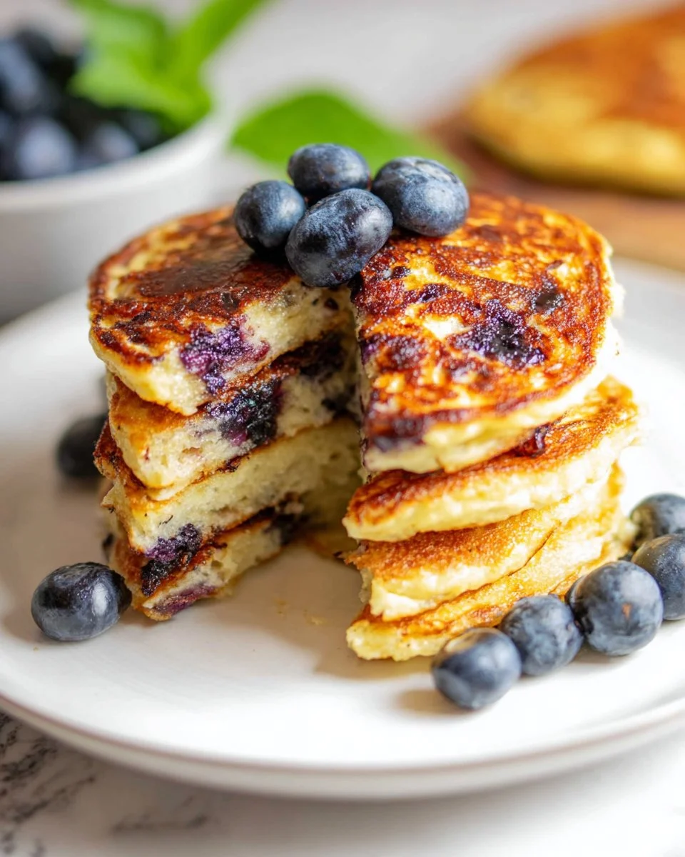 Blueberry Cottage Cheese Pancakes