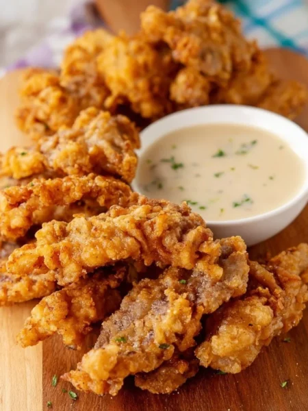 Delicious chicken fried steak fingers served with rich gravy
