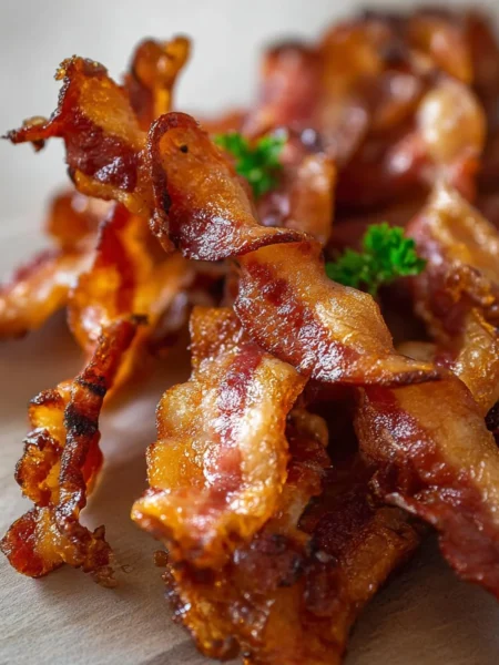 Crispy air fryer twisted bacon on a plate