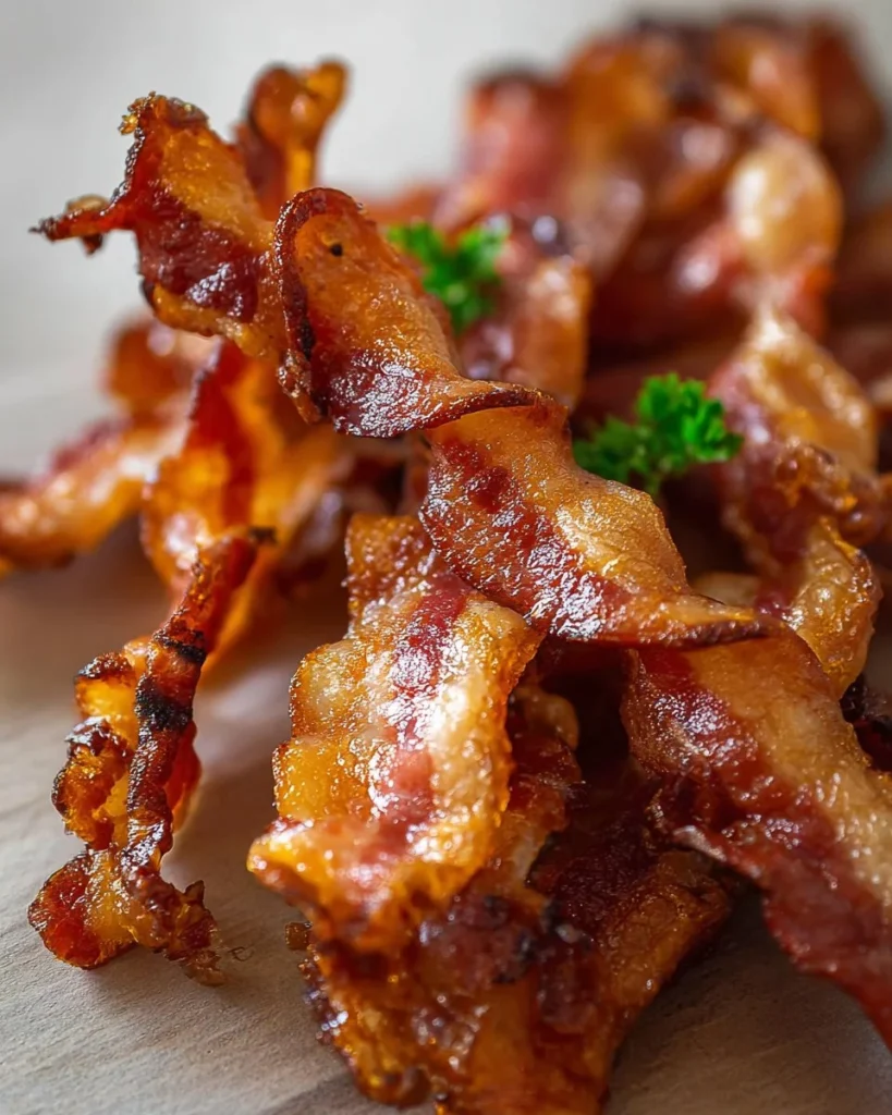 Crispy air fryer twisted bacon on a plate
