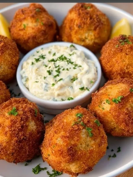 Crispy Crab Cake Balls recipe inspired by Cheesecake Factory