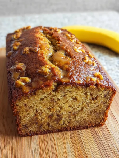 Delicious Greek yogurt banana bread fresh out of the oven.