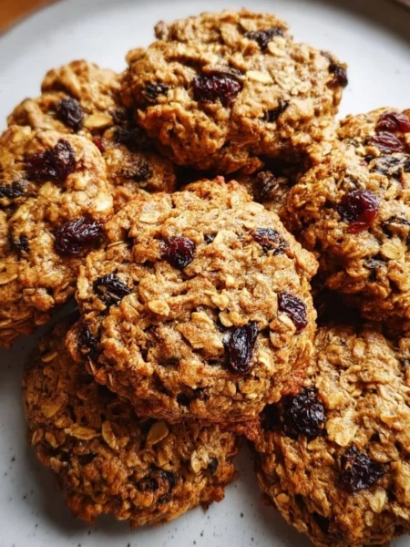 Chewy and nutritious healthy oatmeal cookies on a plate