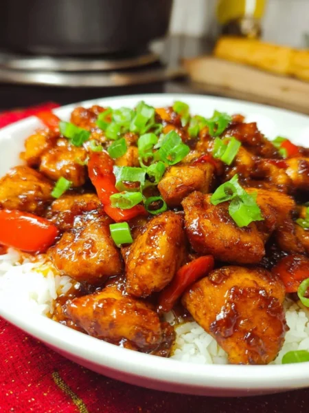 Delicious Honey Pepper Chicken dish with a sweet and spicy glaze.