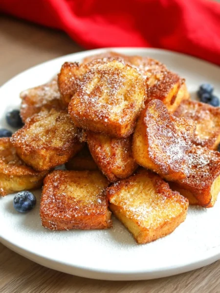 Delicious air fryer French toast bites served on a plate