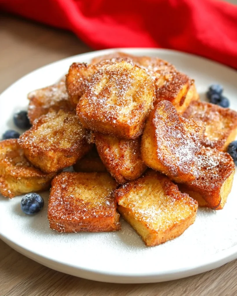 Delicious air fryer French toast bites served on a plate