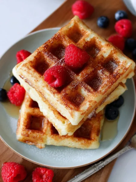 Deliciously easy Keto Waffles served with fresh berries