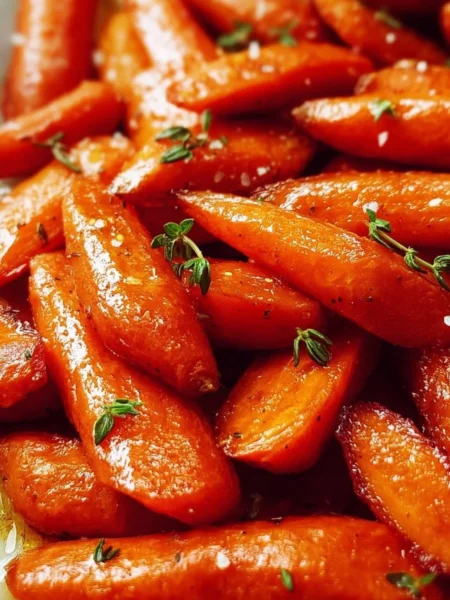 Oven roasted honey glazed carrots served in a bowl