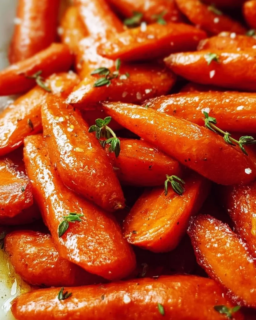 Oven roasted honey glazed carrots served in a bowl