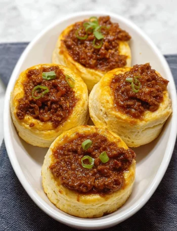 Plate of delicious Sloppy Joe Biscuits served warm