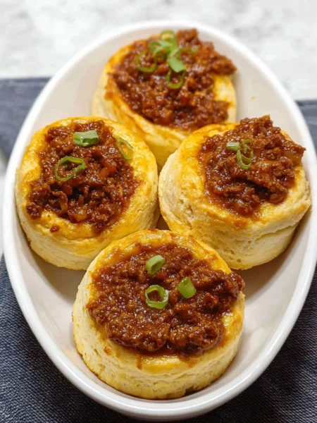 Plate of delicious Sloppy Joe Biscuits served warm