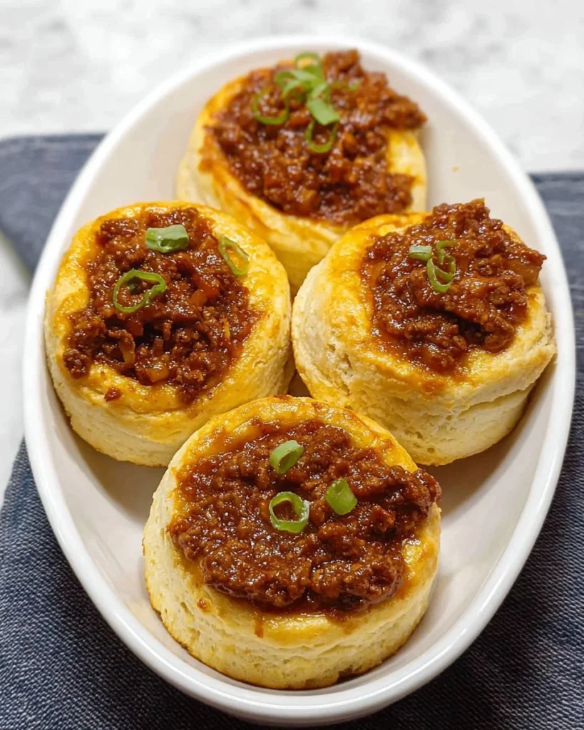 Plate of delicious Sloppy Joe Biscuits served warm
